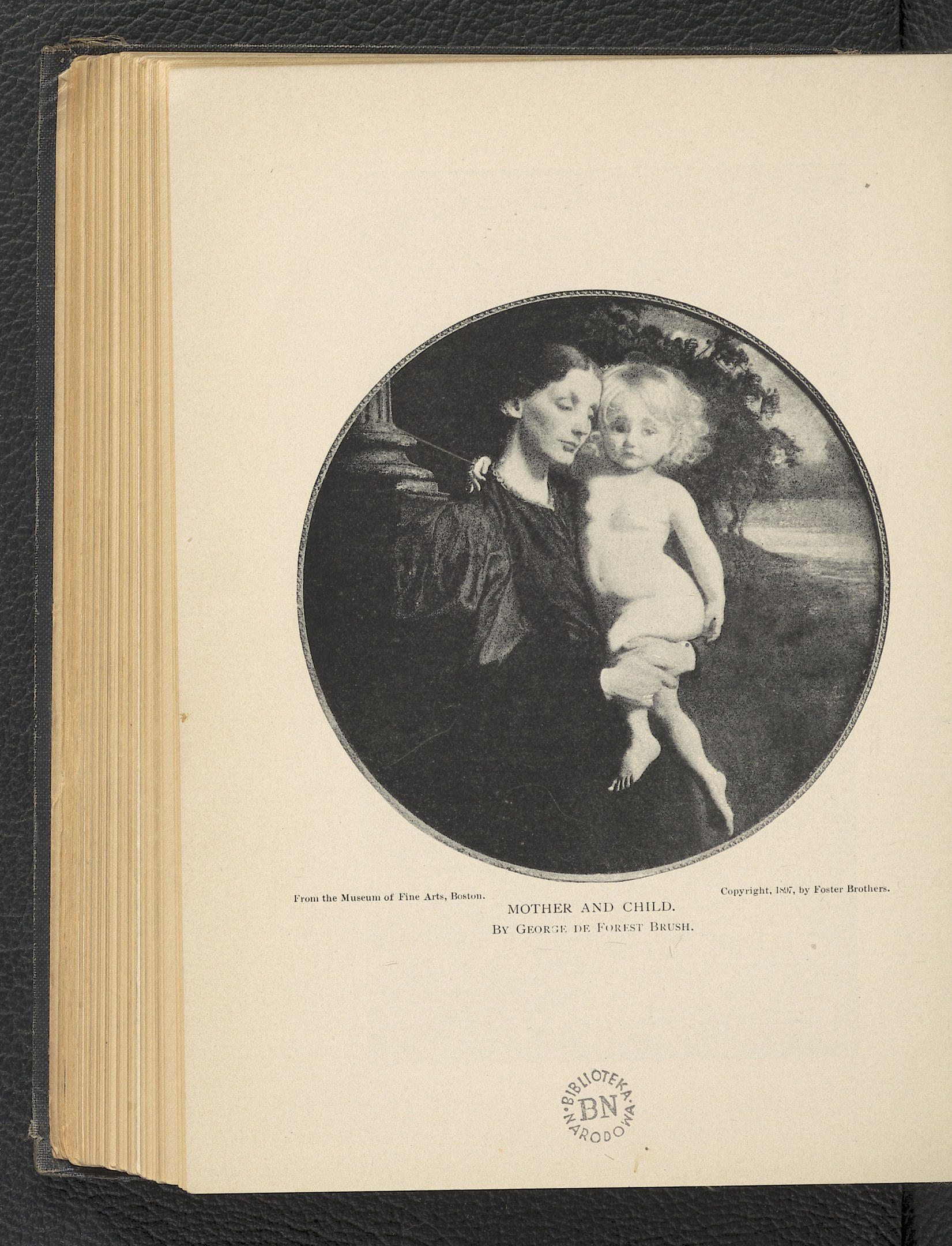 Ein aufgeschlagenes Buch mit einer Illustration einer Frau, die ein Baby z├Ąrtlich h├Ąlt, beide sehen glücklich aus und der Text "Mutter und Kind" ist auf der Seite zu sehen.
