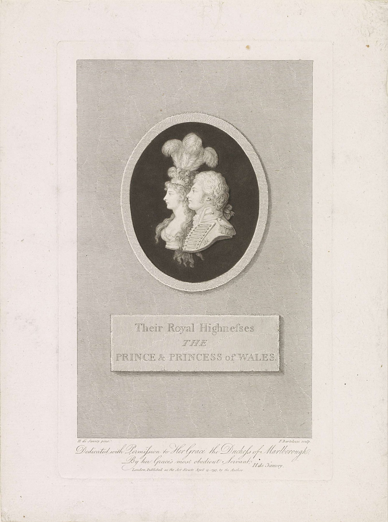 Schwarzes-weißes Bild eines Papiers mit einem Foto des Prinzen und der Prinzessin von Wales neben dem Text.