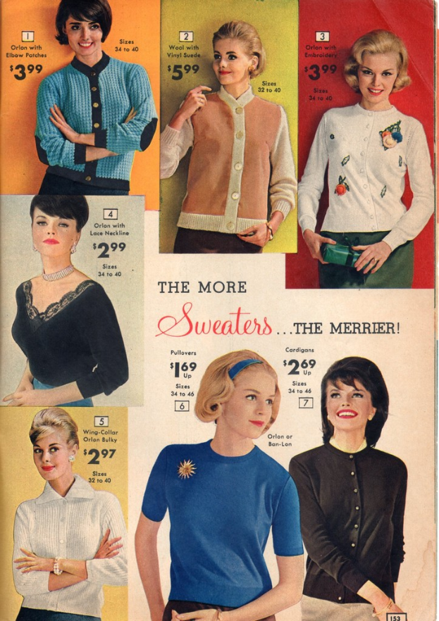 Ein Collage mit verschiedenen Frauen in unterschiedlichen Kostümen, jede mit begleitendem Text und Dollarbeträgen.