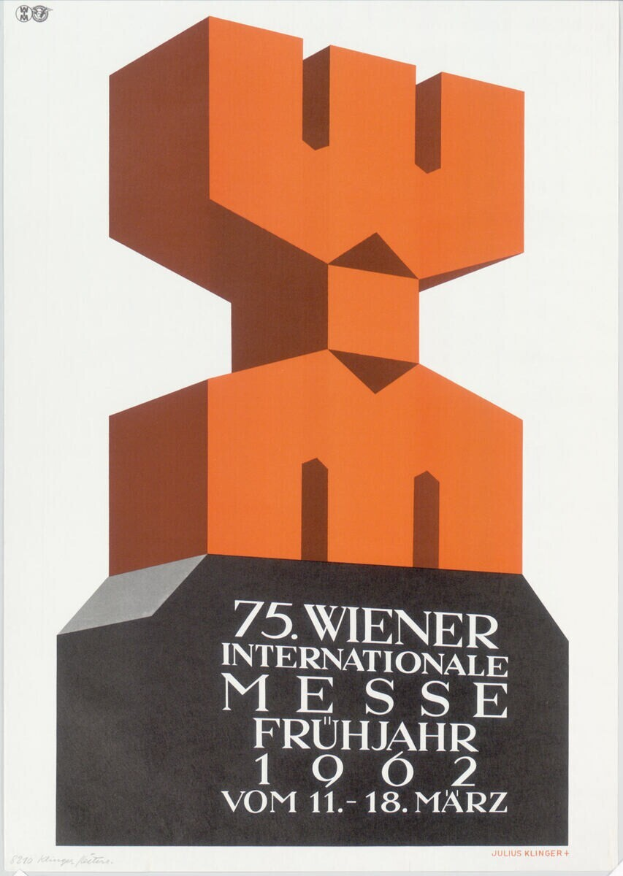 Ein Plakat für die 75. Internationale Messe Frühlings in München, Deutschland, mit einem weißen Hintergrund, Text und einer bunten, detaillierten Skulptur in der Mitte.