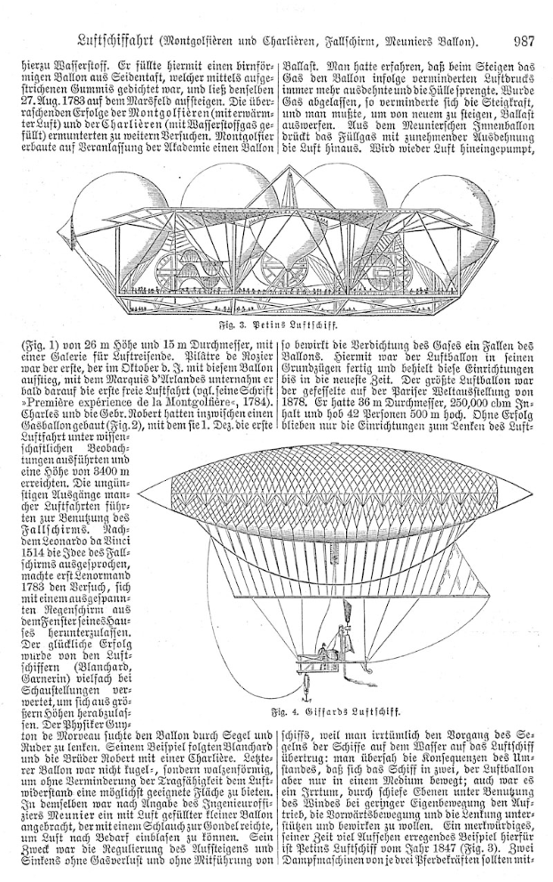 Ein Buchumschlag mit einer Illustration eines 19. Jahrhundert-Luftschiffs neben beschreibendem Text.