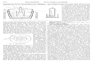 Eine detaillierte Zeichnung eines Wasseraufbereitungssystems aus dem deutschen Patent 666, das Komponenten wie eine Pumpe und Ventile zeigt, zusammen mit dem Patenttext.