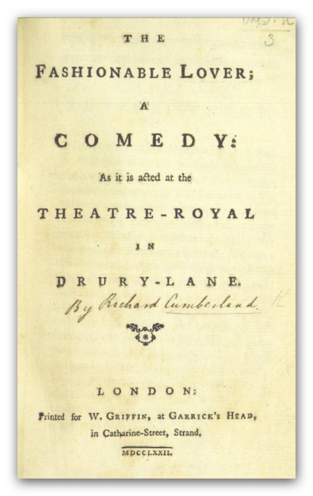 Ein Spielplan für "Der Modebewusste Liebhaber: Eine Komödie, wie sie im Theatre-Royal in Drury Lane aufgeführt wird."