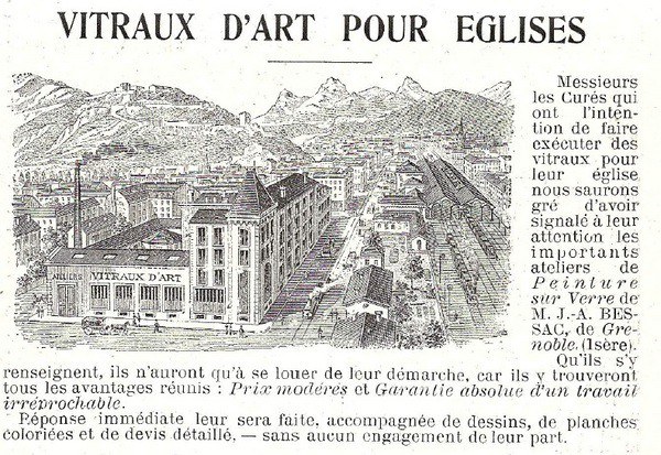 Alte Zeitungsillustration eines detaillierten Stadtbilds mit Gebäuden und Hügeln, begleitet von Text.