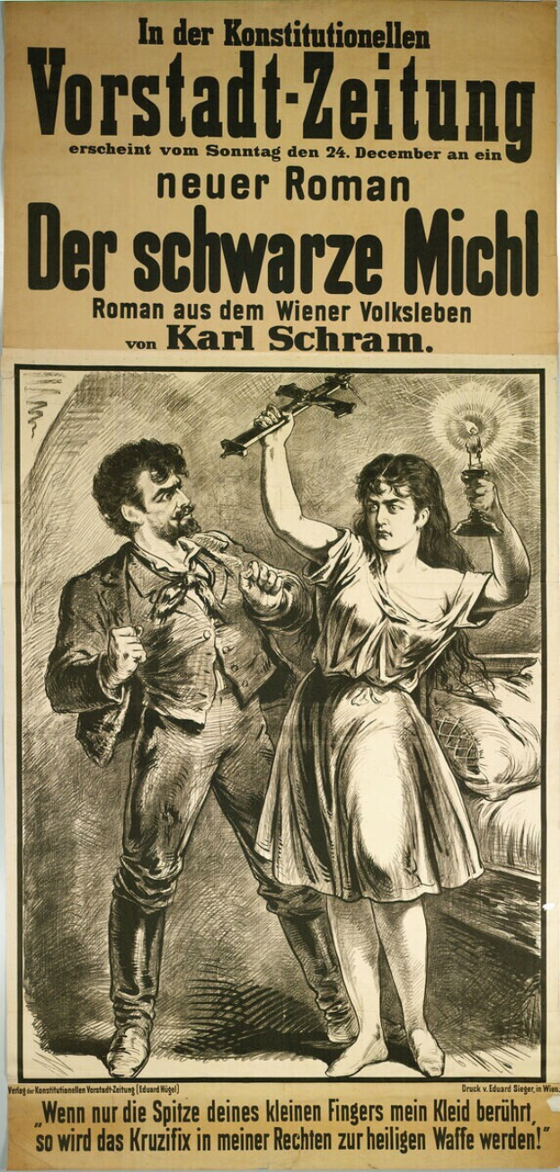 Ein deutsches Propagandaplakat für die deutsche Revolution, das einen Mann in einem Anzug und eine Frau in einem Kleid zeigt, die nebeneinander stehen, mit einem tiefblauen Hintergrund und funkelnden Sternen.