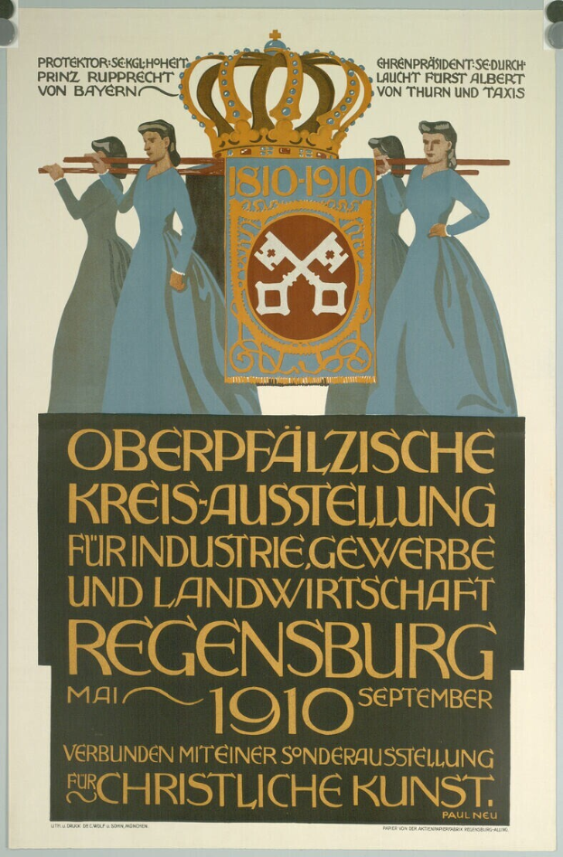 Ein Plakat für die deutsche Revolution von 1910, das eine Gruppe von Menschen und eine Krone zeigt und Text enthält, der Informationen zum Ereignis liefert.