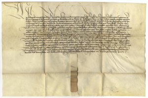 Ein vergilbtes, altes Stück Papier mit schwarzer Handschrift, das einen Brief der deutschen Regierung beschreibt, in dem um die Freigabe einer Petition für den Tod eines Mannes gebeten wird.