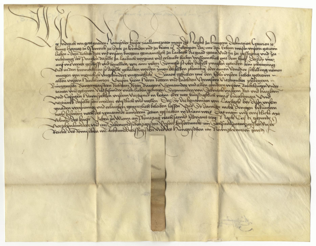 Ein vergilbtes, altes Stück Papier mit schwarzer Handschrift, das einen Brief der deutschen Regierung beschreibt, in dem um die Freigabe einer Petition für den Tod eines Mannes gebeten wird.